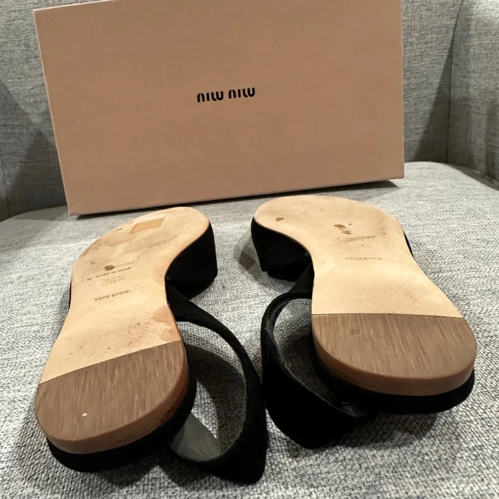 Miu Miu Sling Back Flats in Black